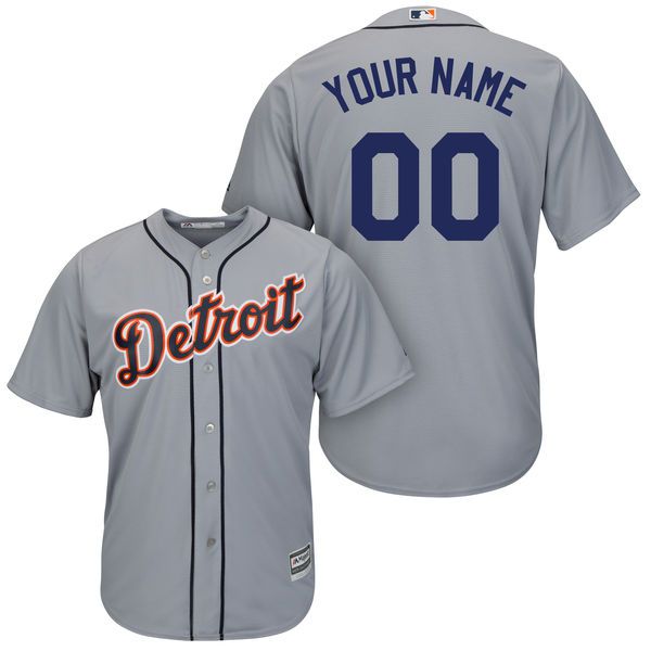 Men Detroit Tigers Majestic Gray Cool Base Custom MLB Jersey